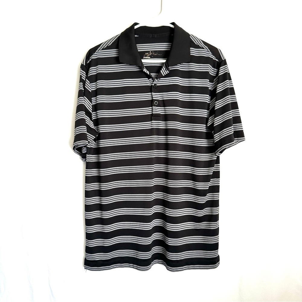 Nike Men's Golf Polo Tshirt Half Sleeves in Black & White Stripes sz M